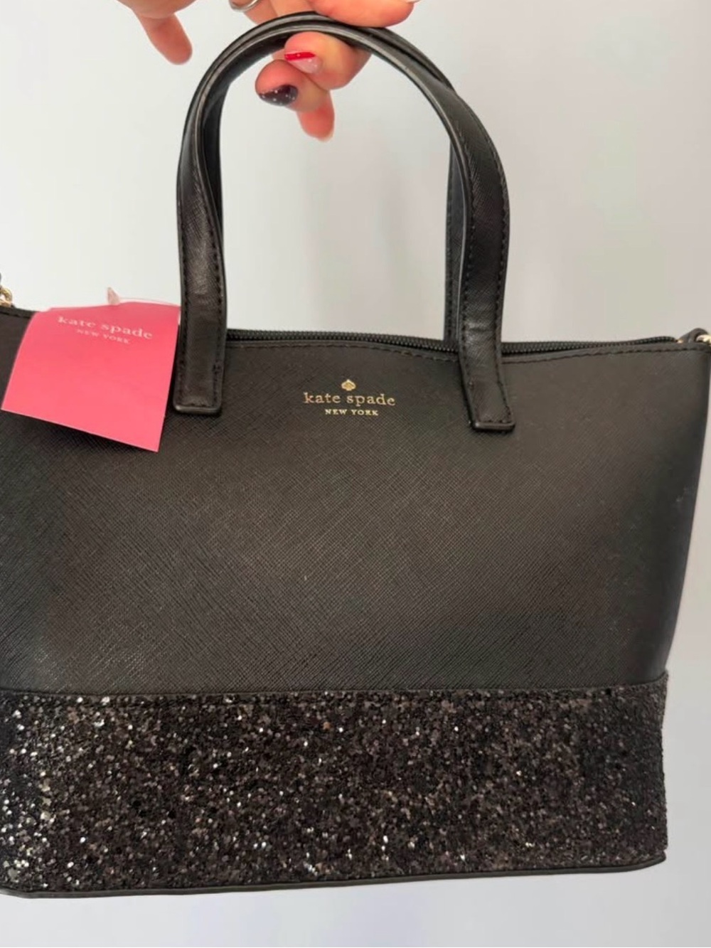 kate spade Black Tote with Glitter Trim